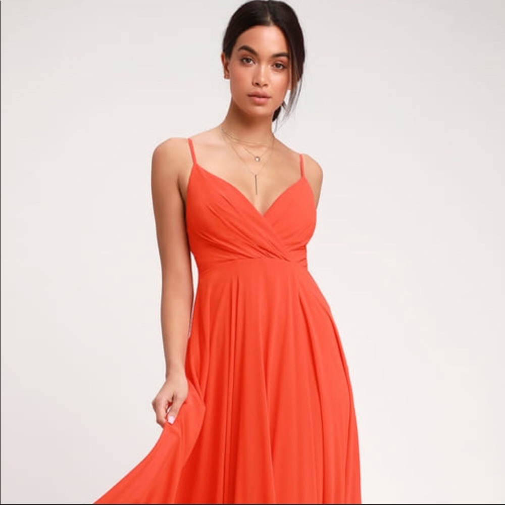 Lulu’s Coral Maxi Dress - Small
